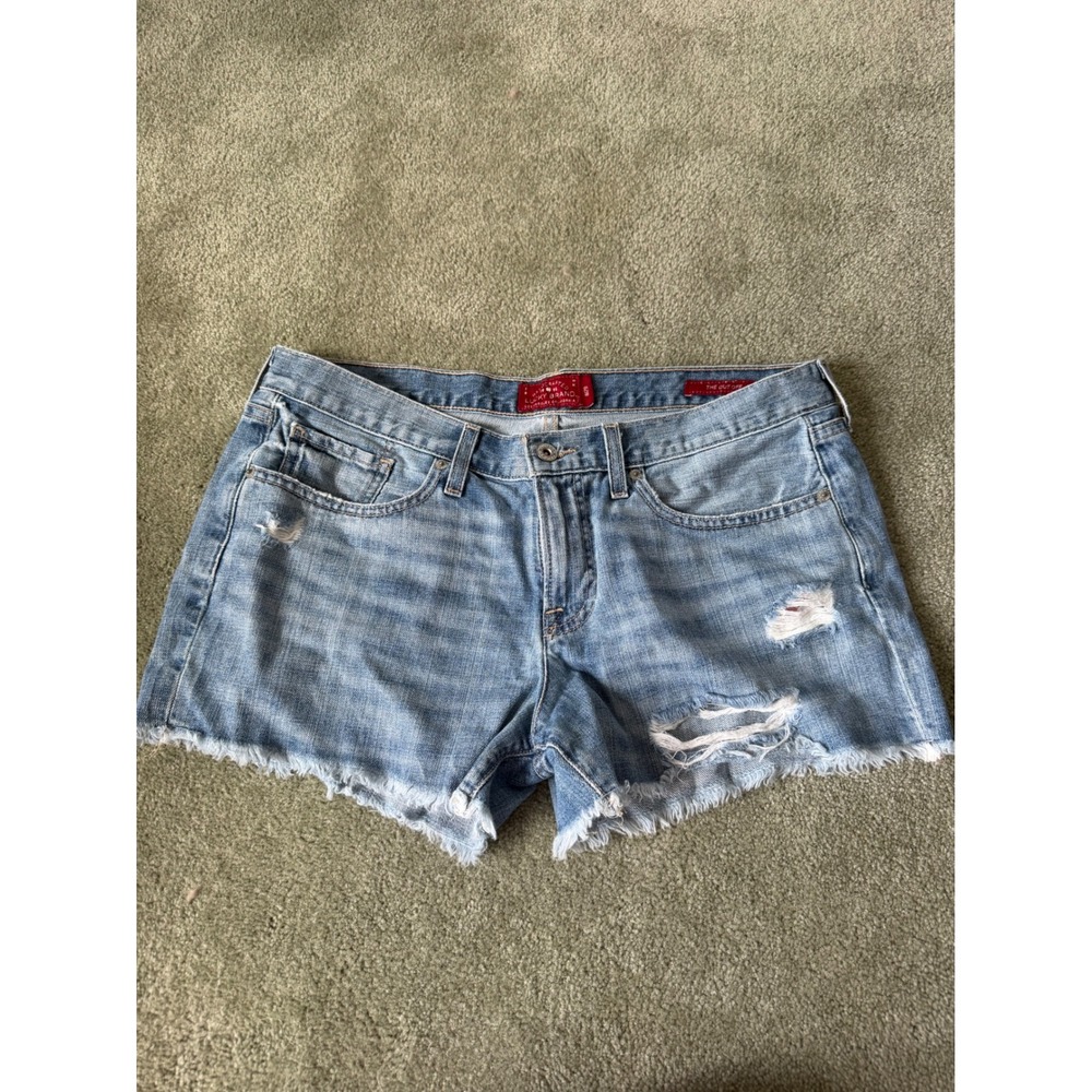 Lucky Brand The Cut Off Distressed Denim Jean Shorts Light Wash Size 8/29